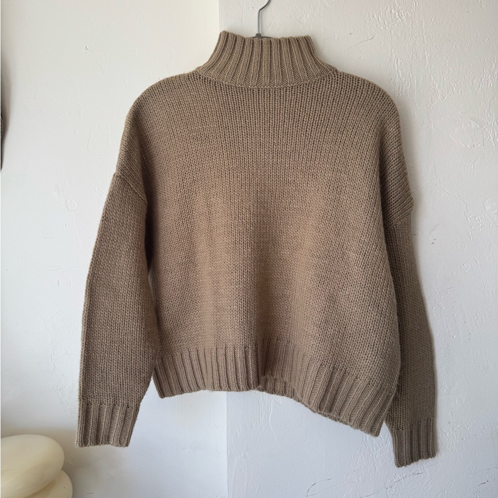 Tan Wool blend Turtleneck Sweater